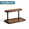 Jiehao double-layer bamboo and wood storage tray, walnut grain desktop shelf, cosmetics, aromatherapy, water cup, layered display rack, in stock for wholesale Item Picture